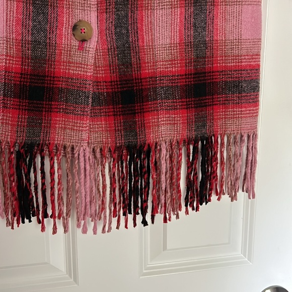 NWT Anthropologie Maeve Pink Combo Plaid Fringe Skirt Women's 10 Petite - Picture 6 of 11